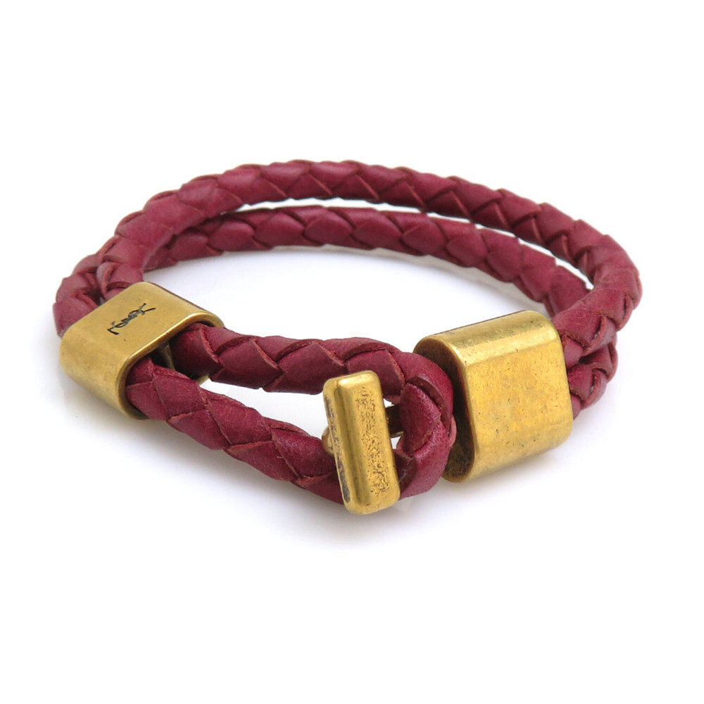 SAINT LAURENT Red Leather Charm Bracelet